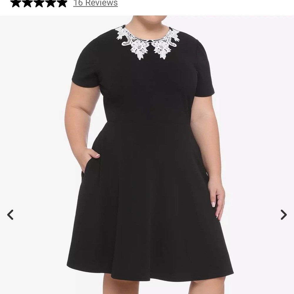 Hot Topic Black & White Lace Collar Dress Plus Size